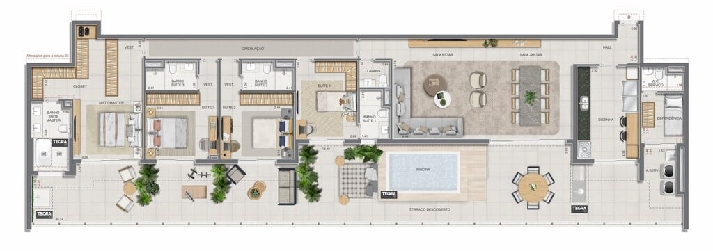 Planta 28 - 4 dorm 279,38m - cobertura horizontal