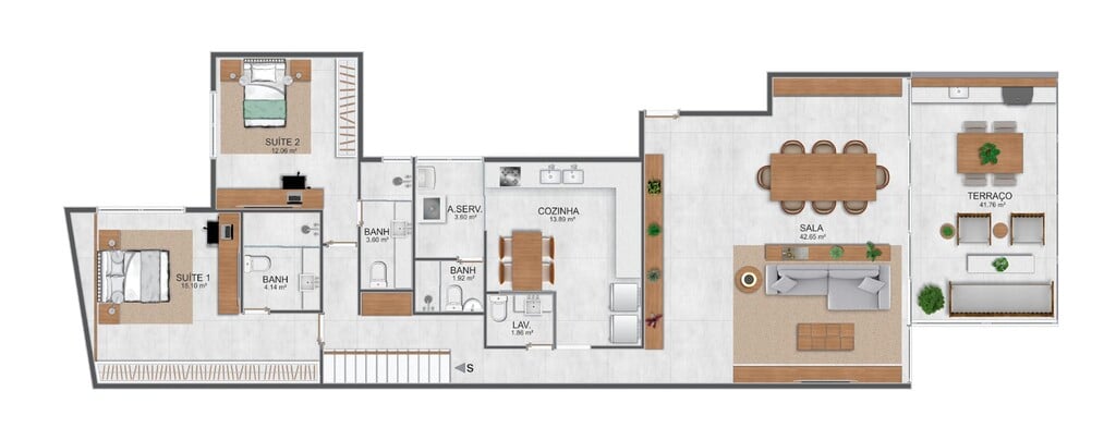 Planta 05 - 4 dorm 270m - cobertura duplex - inferior - opo