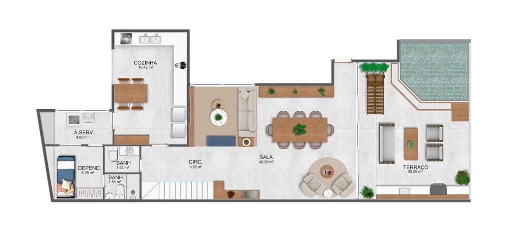 Planta 04 - 4 dorm 270m - cobertura duplex - superior