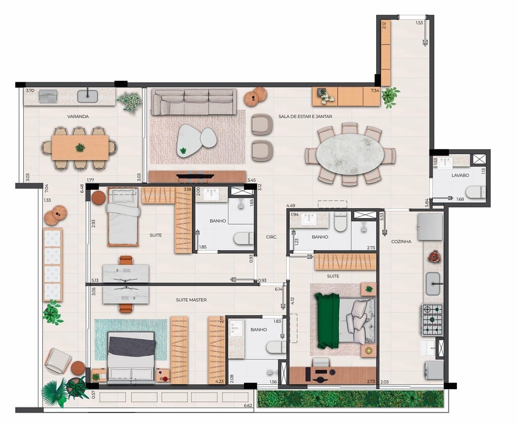 Planta 05 - 3 dorm 137m