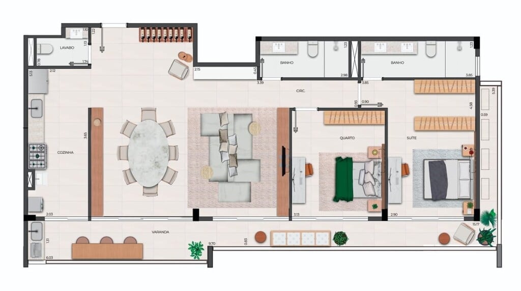 Planta 02 - 2 dorm 116,63m - opo