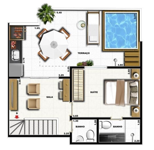 Planta 10 - 3 dorm 119,19m - cobertura duplex - inferior