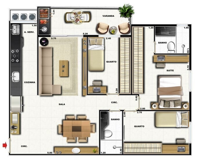 Planta 07 - 3 dorm 82,16m