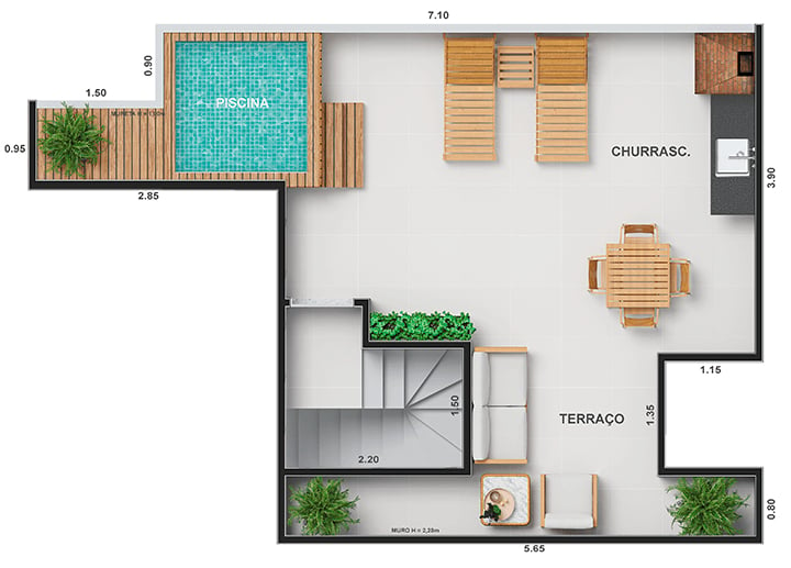 Planta 09 - 2 dorm 81,27m - cobertura duplex - superior