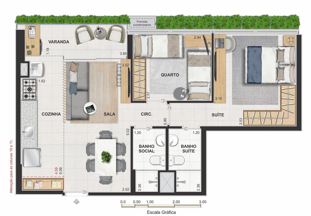 Planta 02 - 2 dorm 60,48m