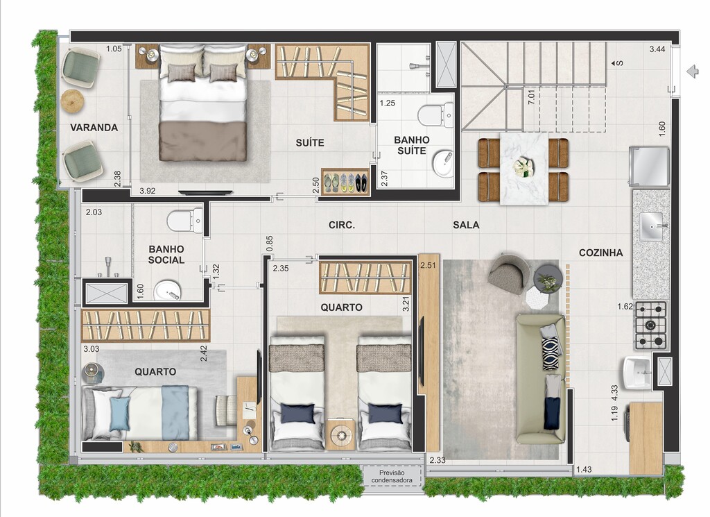 Planta 11 - 3 dorm 145,37m - cobertura duplex - inferior