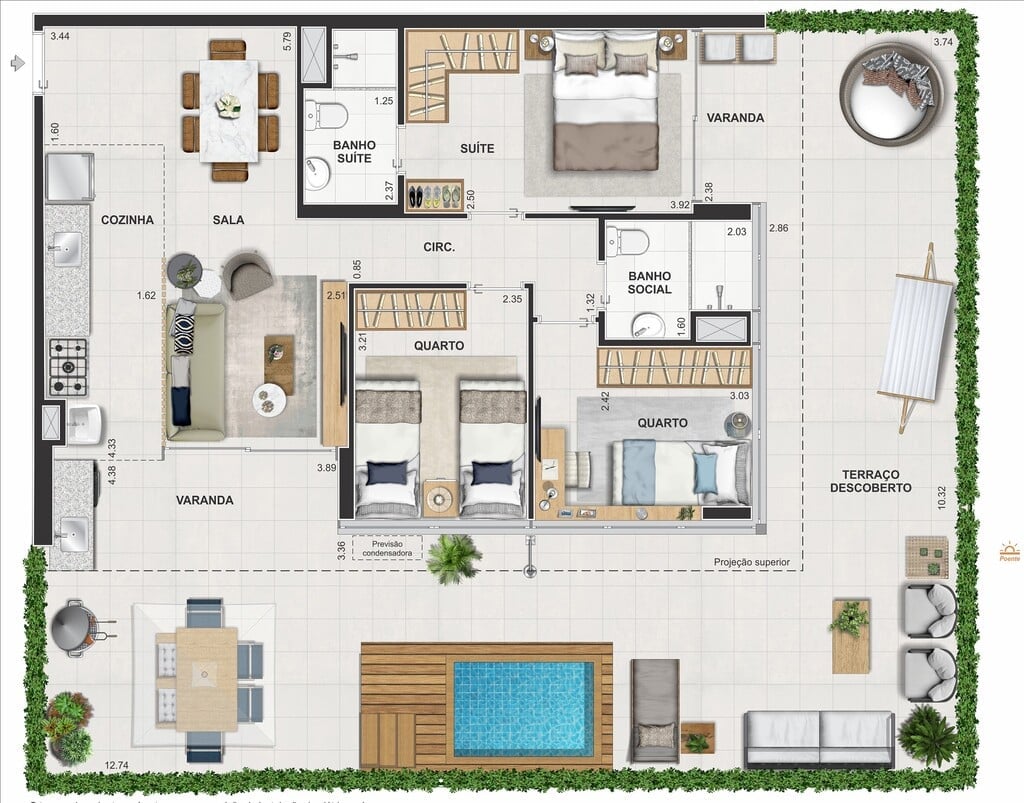 Planta 10 - 3 dorm 137,86m - garden