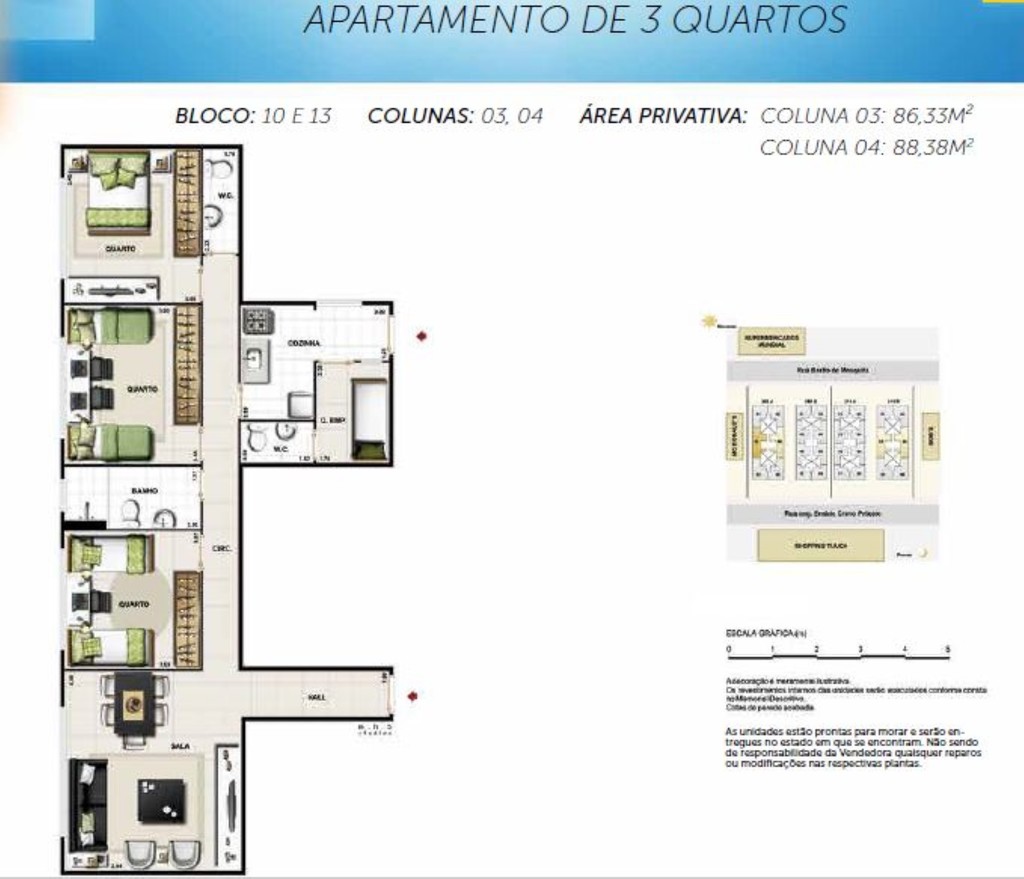 Planta 04 - 3 dorm 86 33m