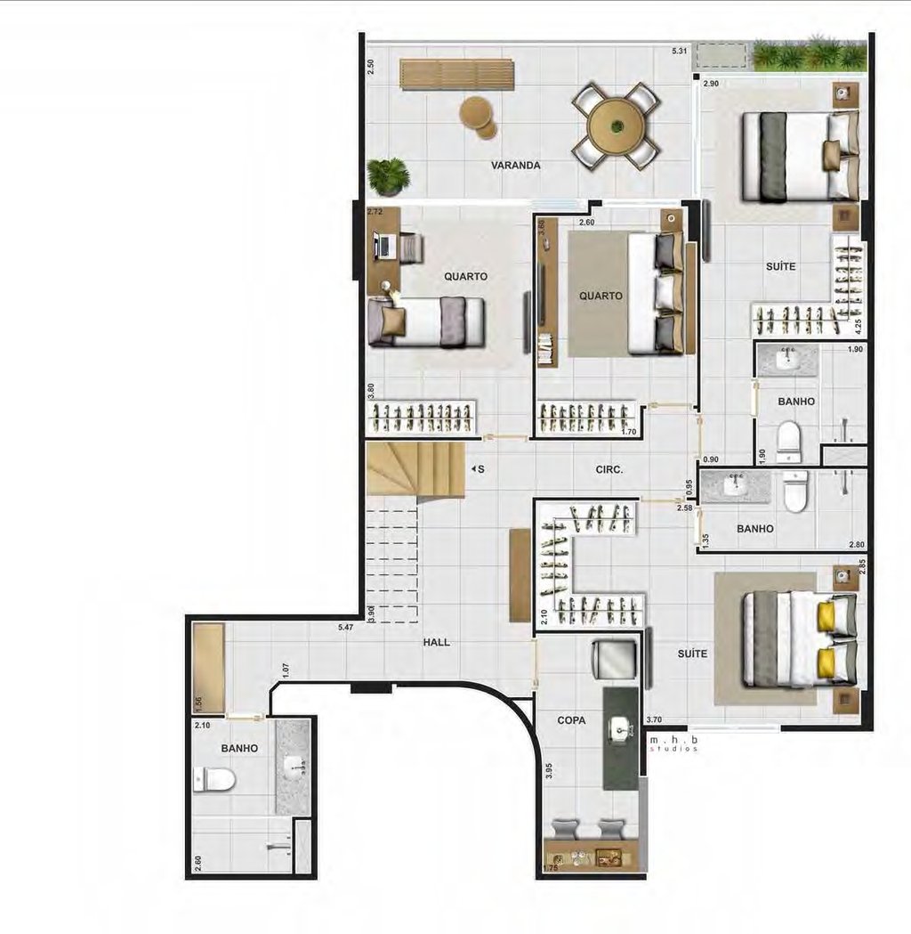 Planta 10 - 4 dorm 197m - cobertura duplex - inferior