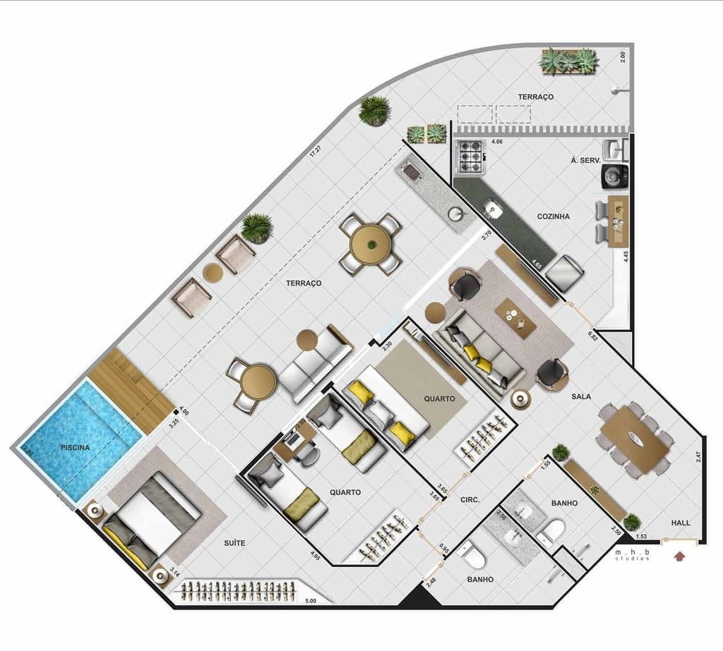 Planta 04 - 3 dorm 114m - garden