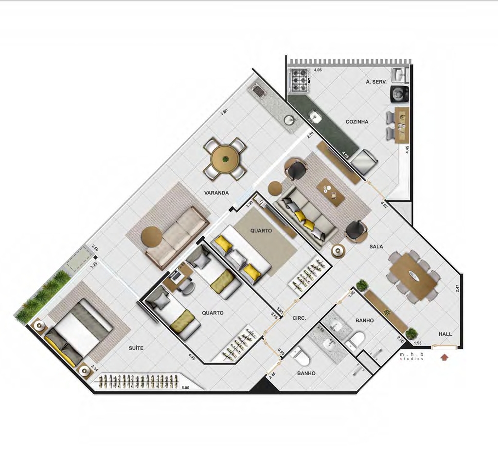 Planta 01 - 3 dorm 94m