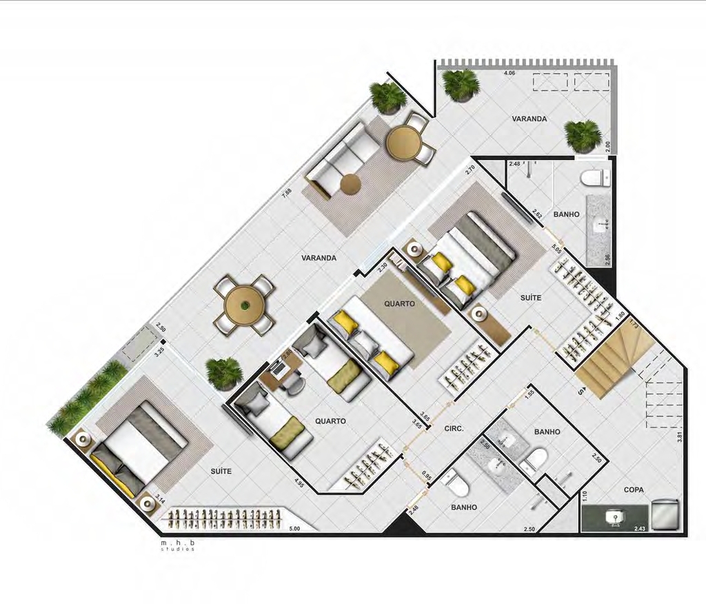 Planta 06 - 4 dorm 197m - cobertura duplex - inferior