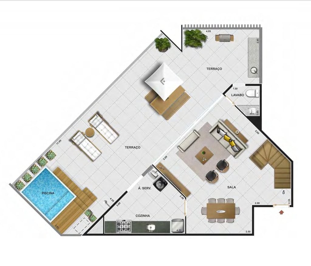 Planta 07 - 4 dorm 197m - cobertura duplex - superior