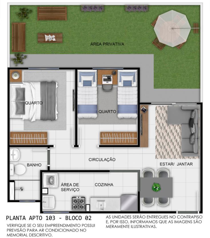 Planta 02 - 2 dorm 41 32m - garden