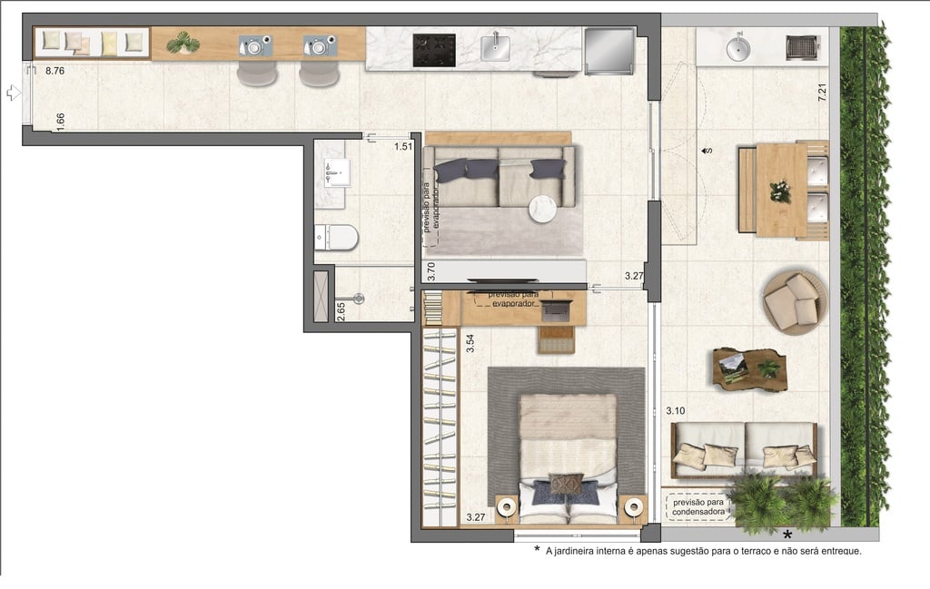 Planta 15 - 1 dorm 59,48m - garden