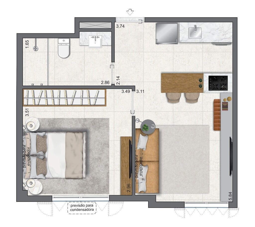 Planta 03 - 1 dorm 37,12m