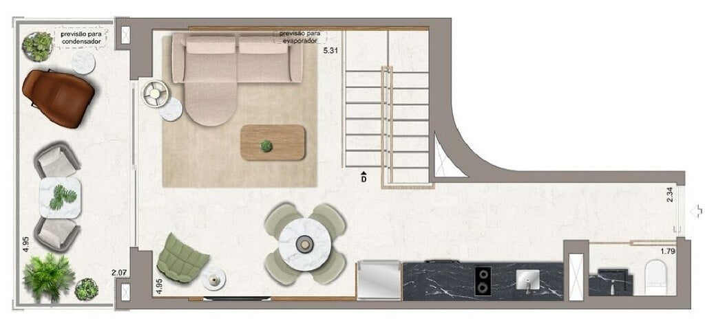 Planta 04 - 1 dorm 95 38m - duplex - superior