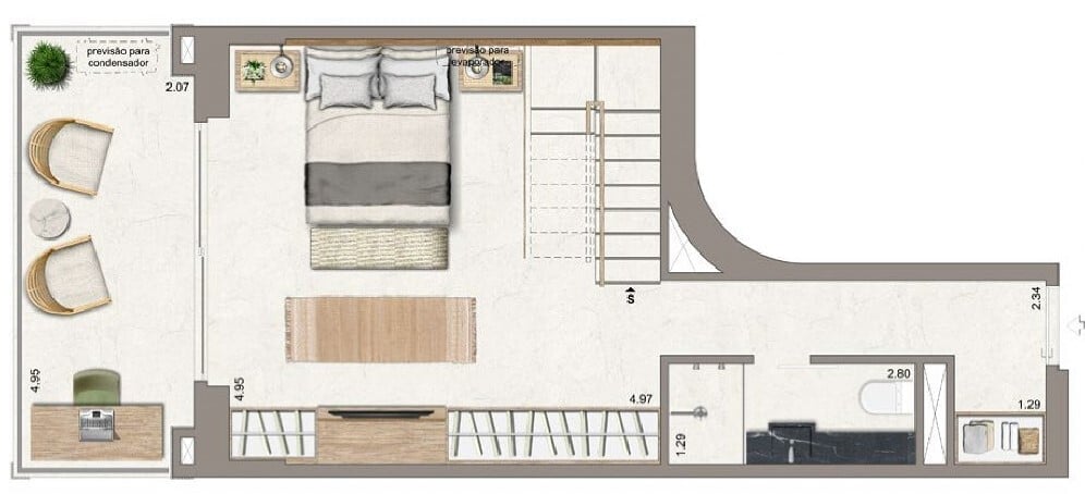 Planta 03 - 1 dorm 95 38m - duplex - inferior