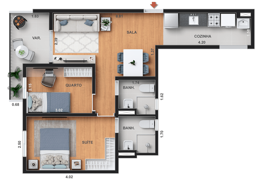 Planta 11 - 2 dorm 50 05m