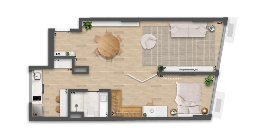 Planta 12 - 1 dorm 65,10m - opo - studio