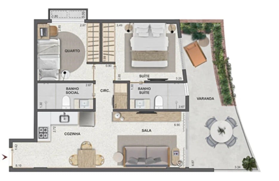 Planta 06 - 2 dorm 66,19m