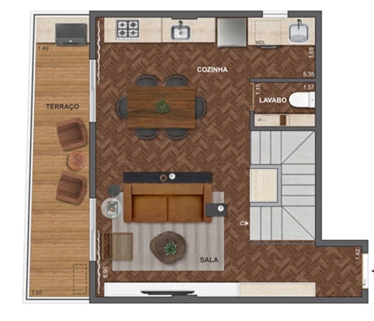 Planta 14 - 3 dorm 100,51m - cobertura duplex - superior