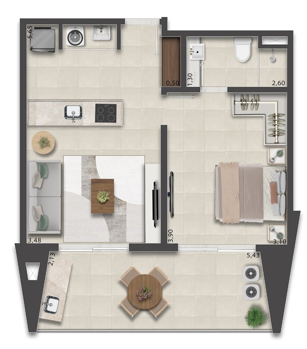 Planta 14 - 1 dorm 52,99m