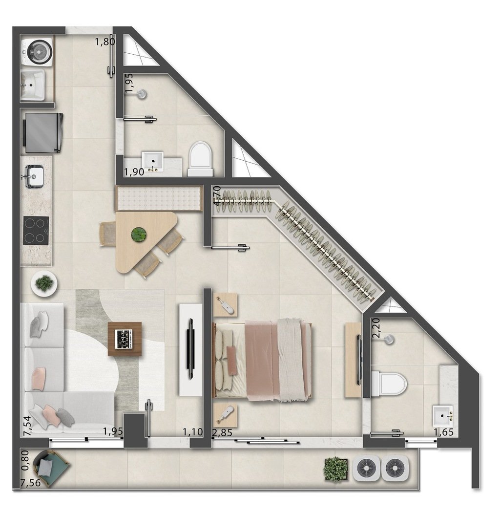 Planta 13 - 1 dorm 52,77m