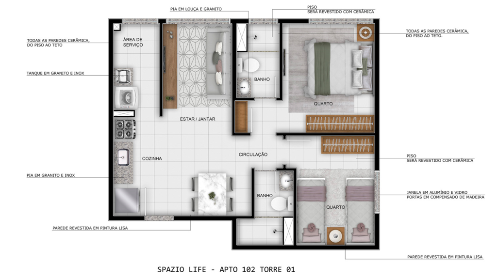 Planta 04 - 2 dorm 43,41m