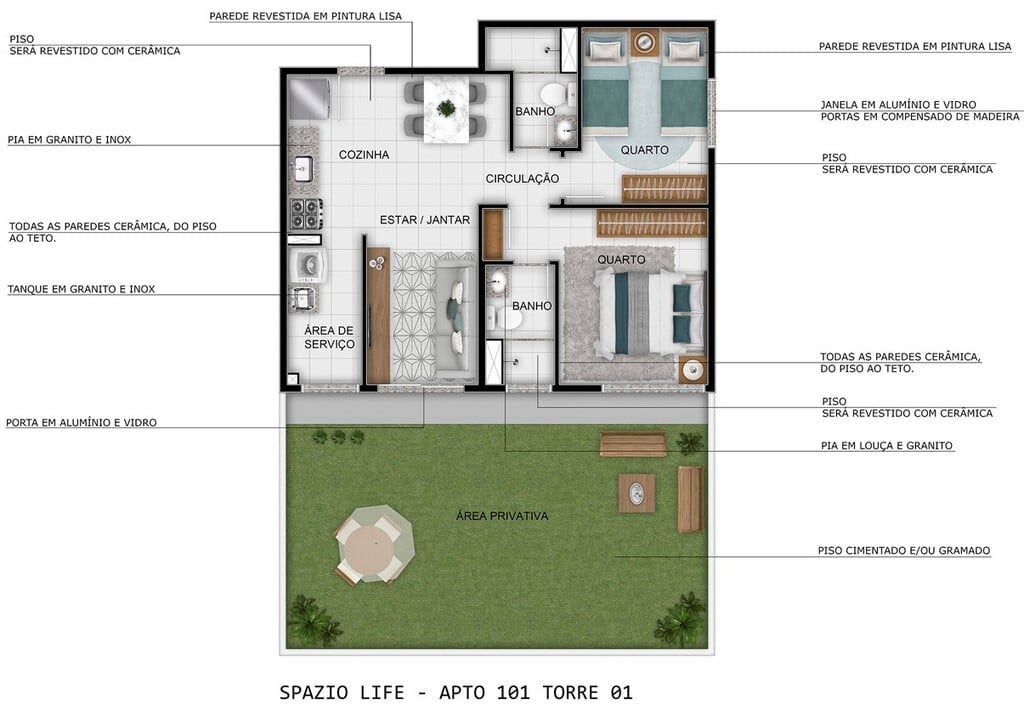 Planta 05 - 2 dorm 81,91m - garden