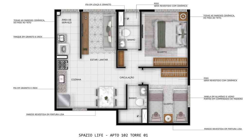 Planta 04 - 2 dorm 43 41m