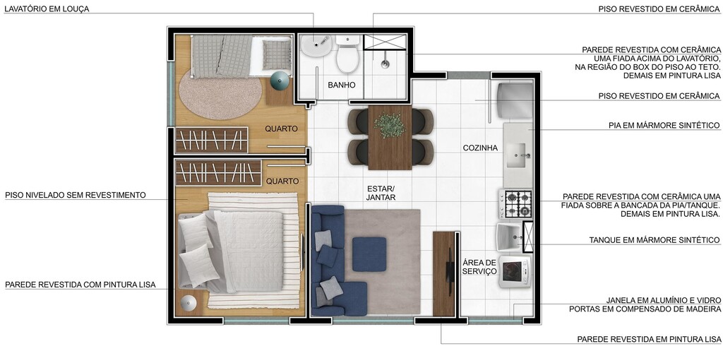 Planta 01 - 2 dorm 35 31m