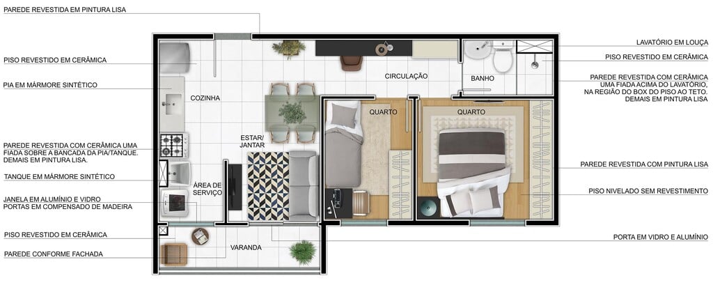 Planta 02 - 2 dorm 40 49m