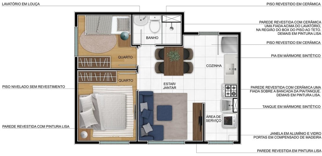 Planta 01 - 2 dorm 35 31m