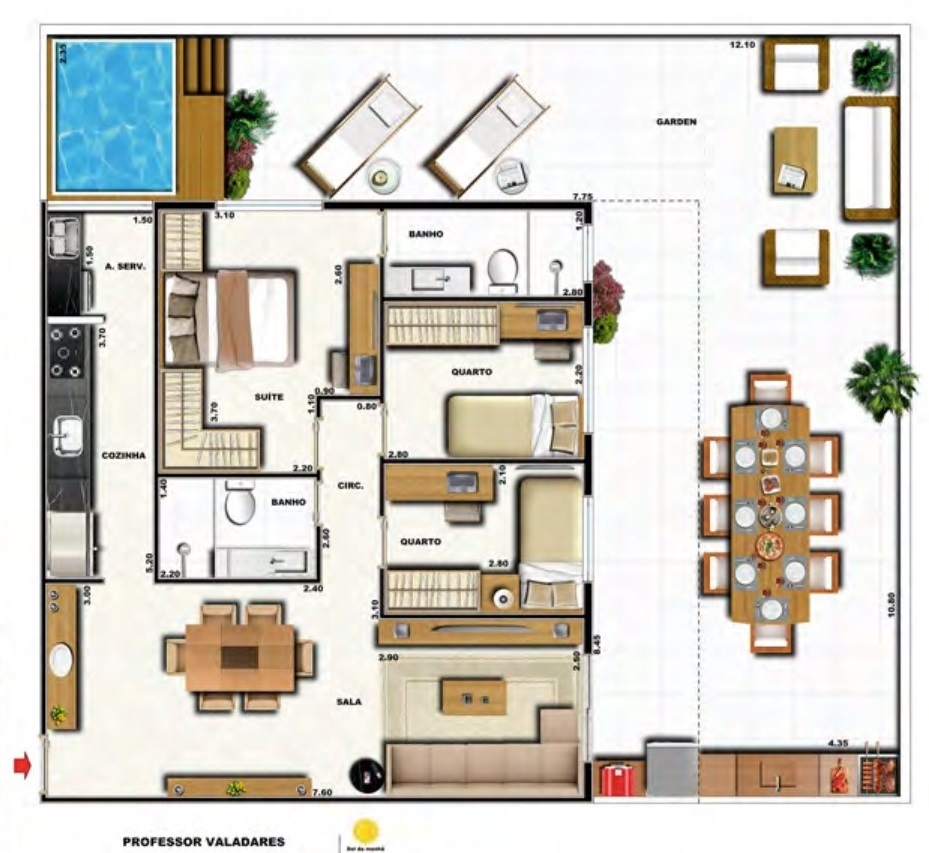 Planta 16 - 3 dorm 135 30m - garden