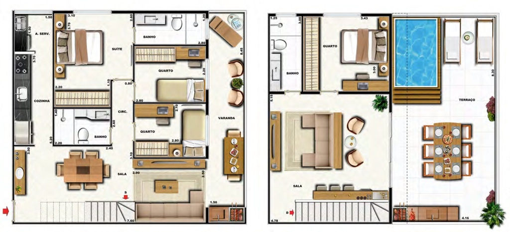 Planta 19 - 4 dorm 153 16m - cobertura duplex