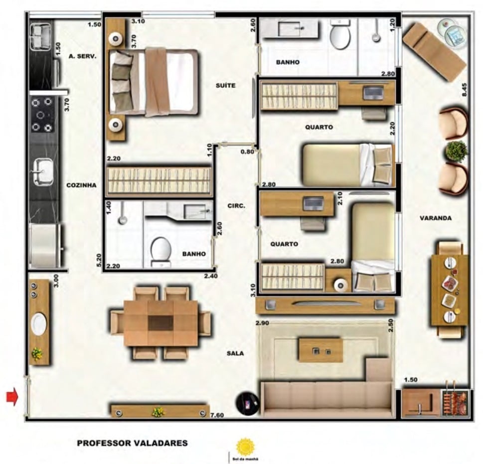 Planta 03 - 3 dorm 79 05m