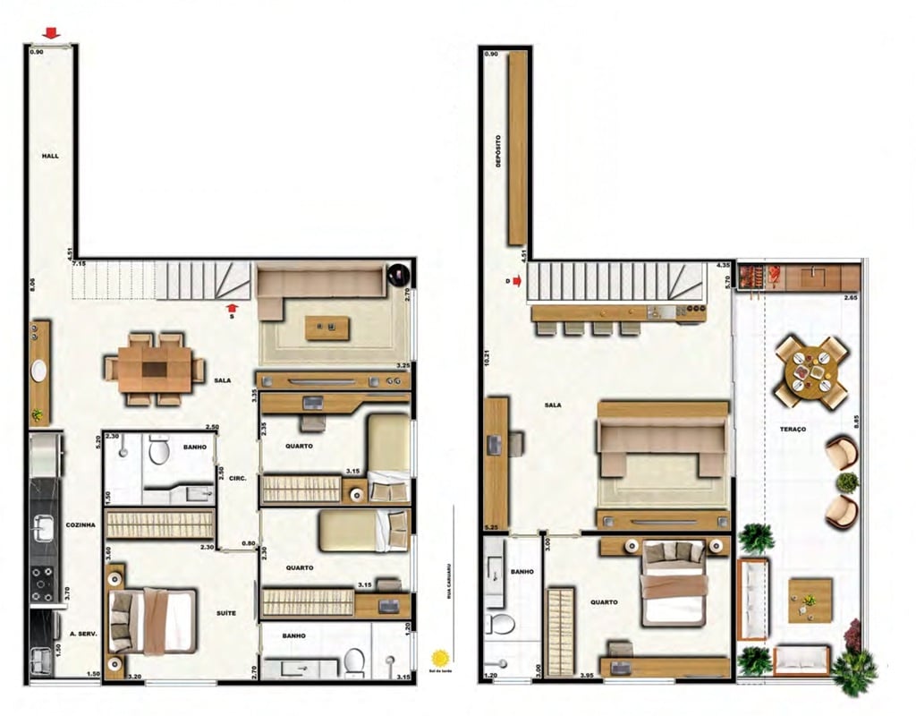 Planta 22 - 4 dorm 157 21m - cobertura duplex