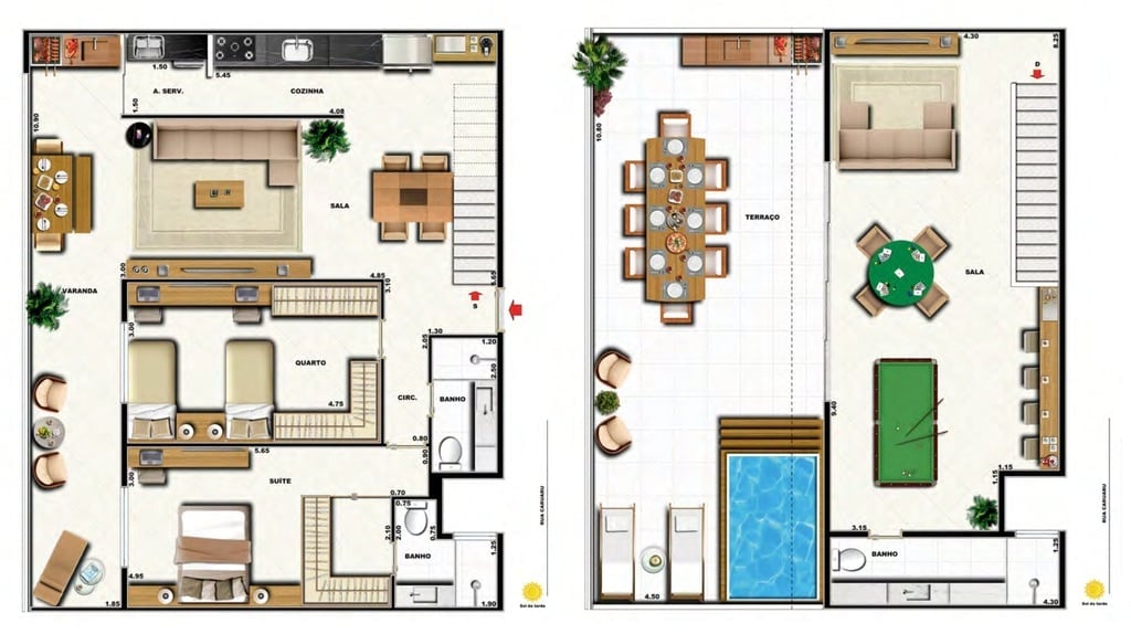 Planta 27 - 2 dorm 194 53m - cobertura duplex