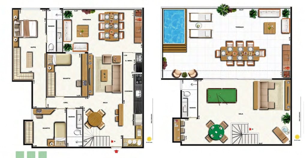 Planta 28 - 3 dorm 221 76m - cobertura duplex