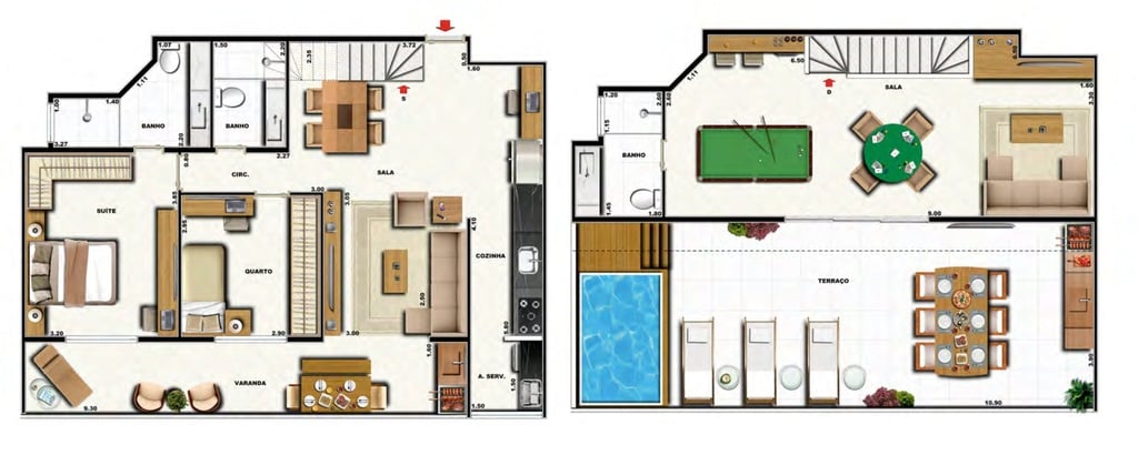 Planta 25 - 3 dorm 169 31m - cobertura duplex