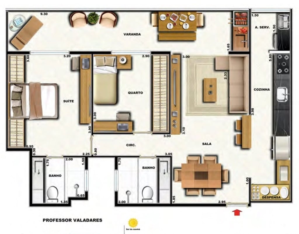 Planta 04 - 2 dorm 79 65m