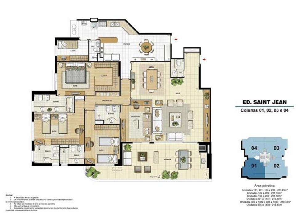 Planta 01 - 3 dorm 221 25m