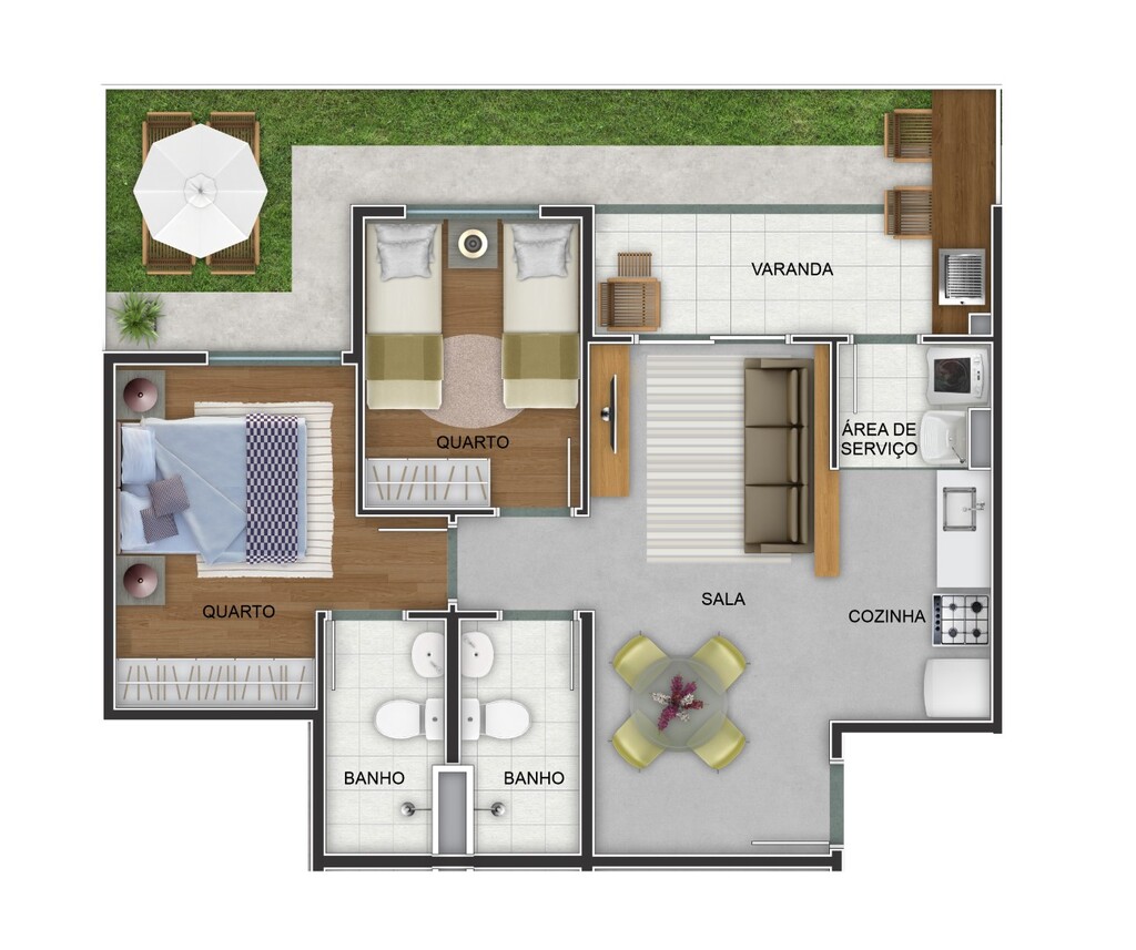 Planta 04 - 2 dorm 67,85m - garden