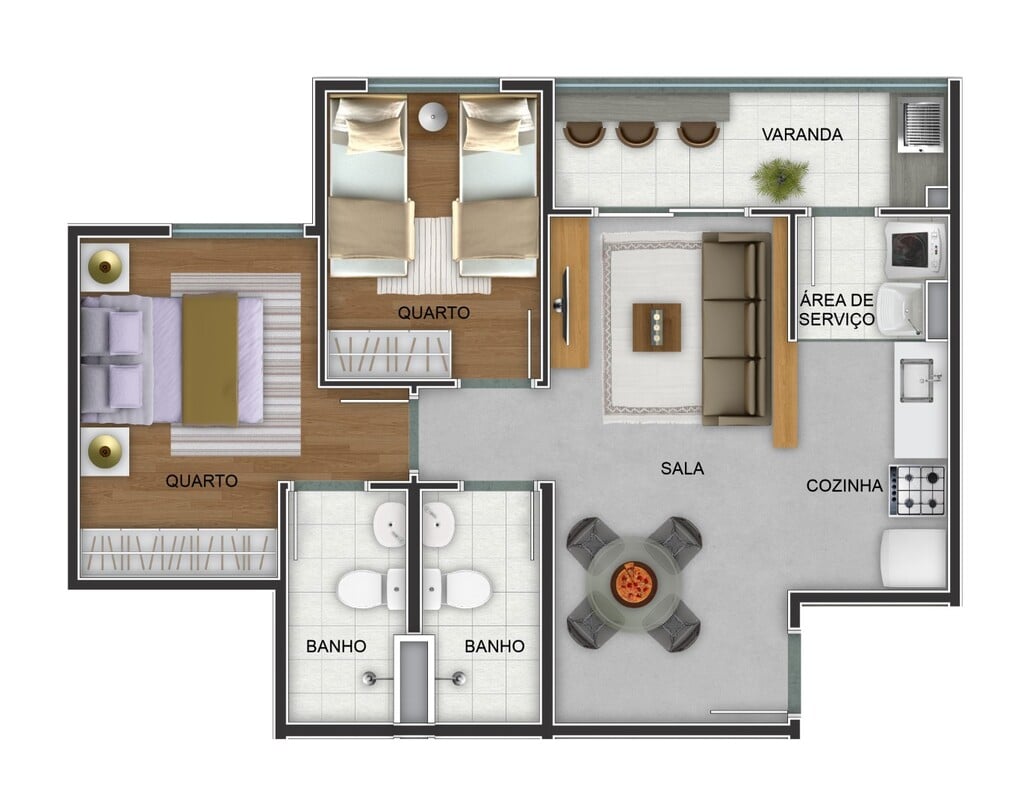 Planta 02 - 2 dorm 52,89m