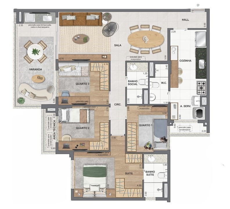 Planta 03 - 4 dorm 115,53m