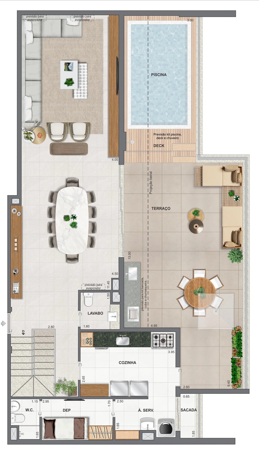 Planta 13 - 4 dorm 310,64m - cobertura duplex - superior