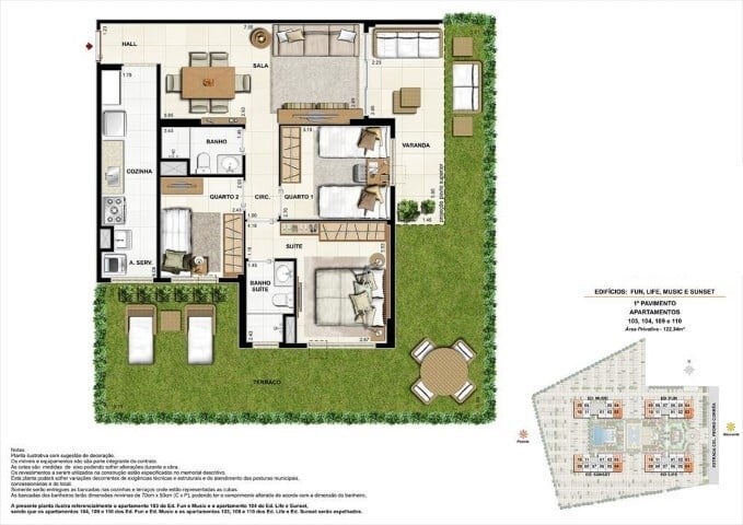 Planta 04 - 3 dorm 122,34m - garden