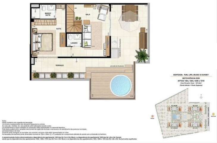 Planta 13 - 3 dorm 167,37m - cobertura duplex