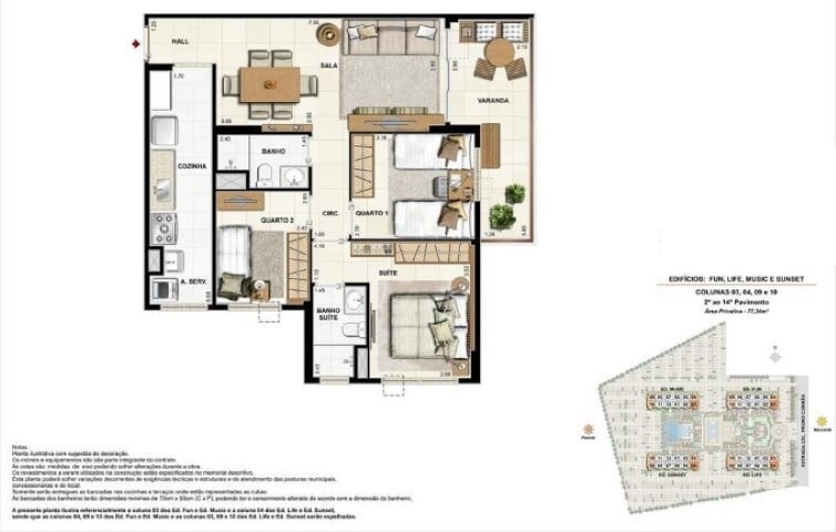 Planta 08 - 3 dorm 77,34m